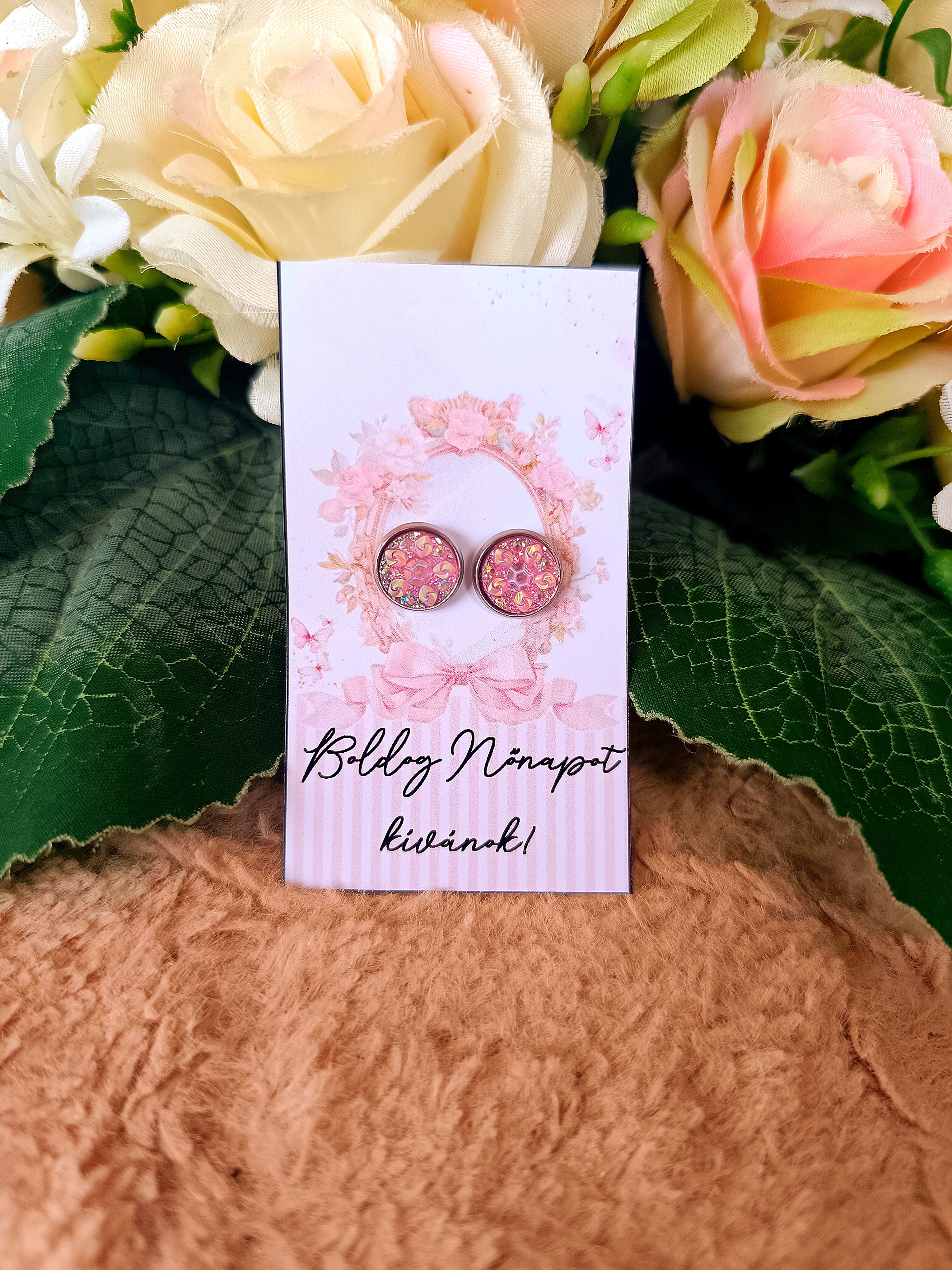 Nőnapi ajándék druzy fülbevaló